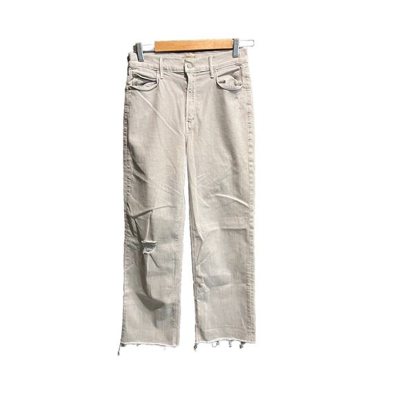 Mother The Maverick Fray Light Gray Distressed Women's Jeans Size 29 - Picture 1 of 6